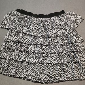 Lane Bryant Black and White Ruffle Tiered Mini Skirt